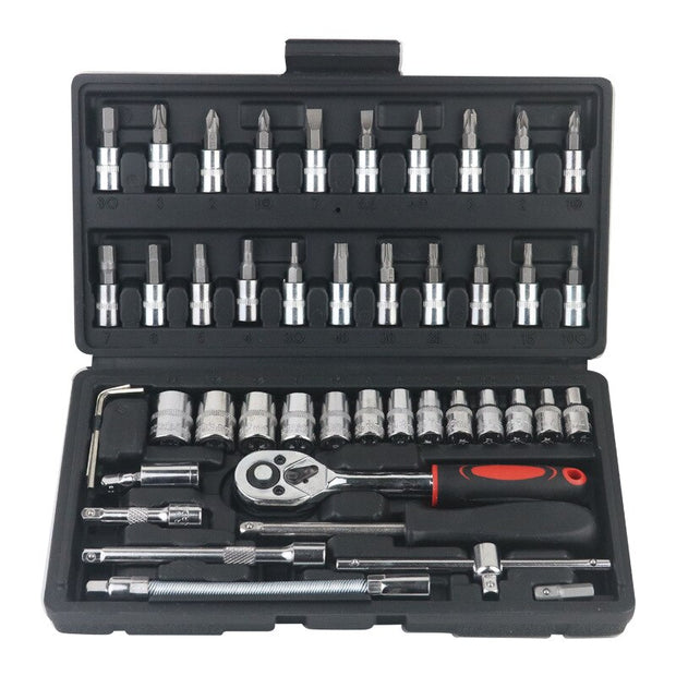 46/53pcs Car Repair Tool Kit 1/4-Inch Socket Set Car Repair Tool