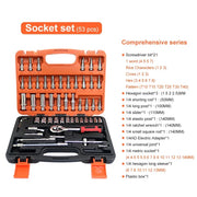 46/53pcs Car Repair Tool Kit 1/4-Inch Socket Set Car Repair Tool