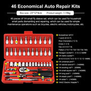46/53pcs Car Repair Tool Kit 1/4-Inch Socket Set Car Repair Tool